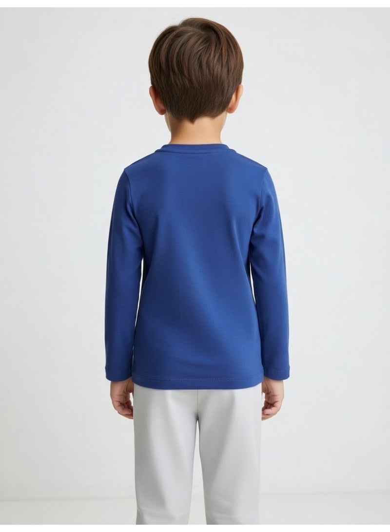 سوبر مان سوبرمان | طقم تيشيرت وبنطال بأكمام طويلة للأولاد | كحلي - Image 4